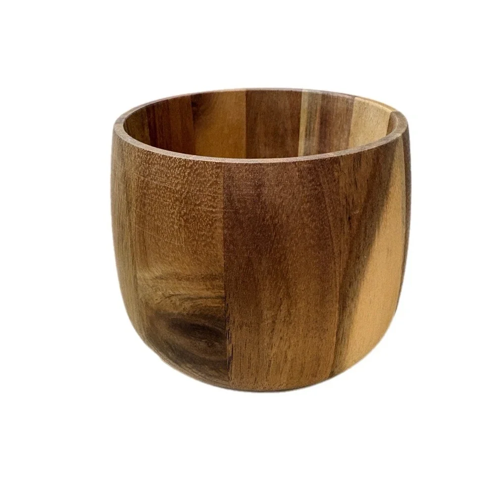 Vintage Acacia‎ Wood Calabash Bowl Small Scandi Danish Minimalist Natural Grain